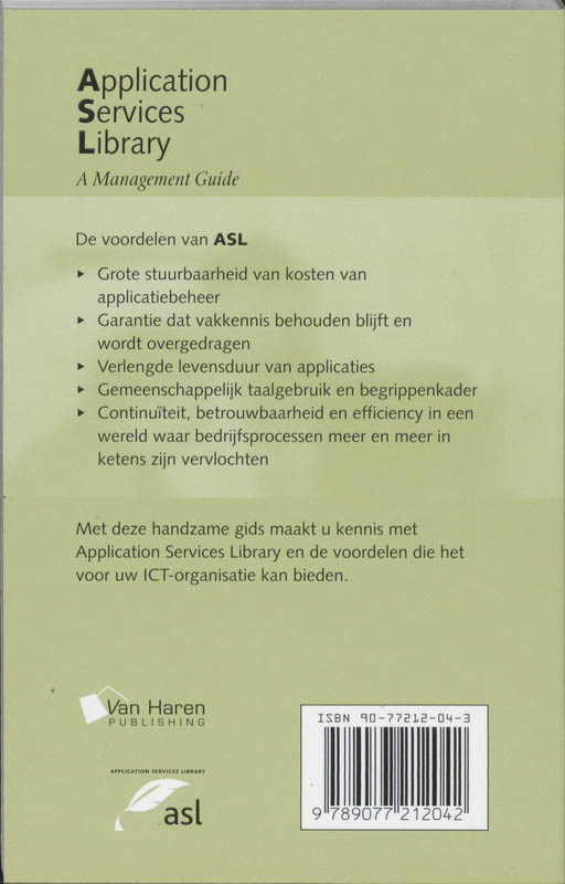 Achterkant van Application Services Library