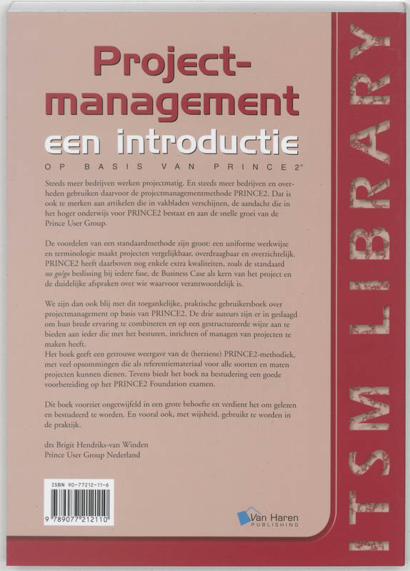 Achterkant van Projectmanagement op basis van PRINCE 2
