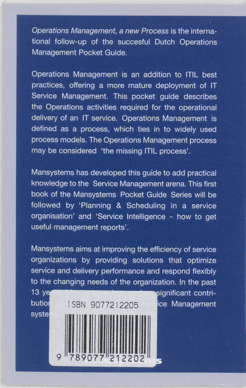 Achterkant van Operations management - a new process