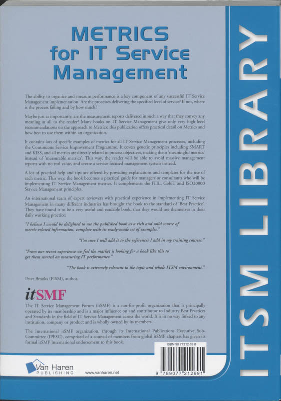 Achterkant van Metrics for IT service management