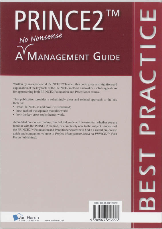 Achterkant van Prince2 a no nonsense management guide