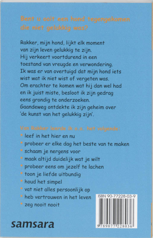 Achterkant van Bent U net zo gelukkig als uw hond?