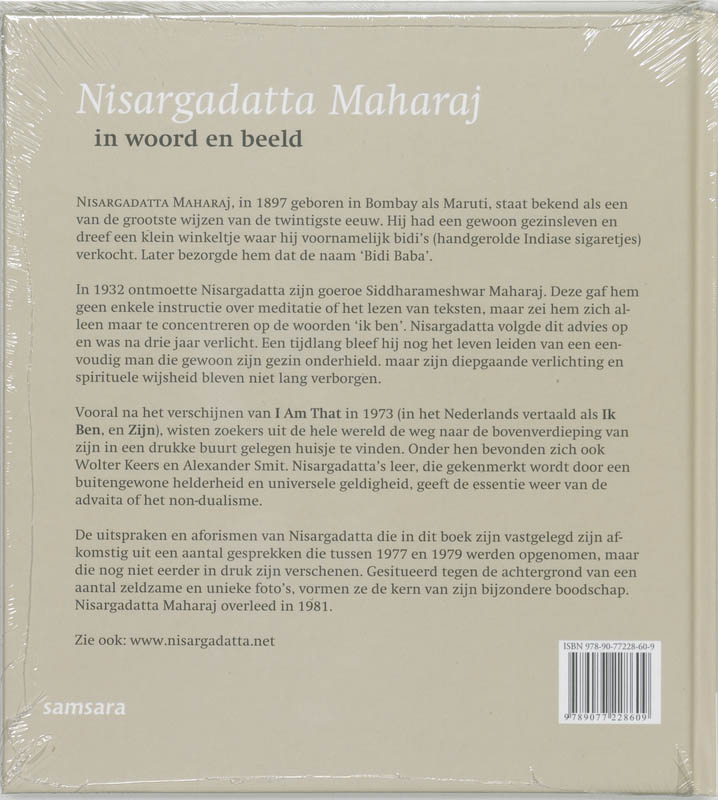 Achterkant van Nisargadatta Maharaj in woord en beeld