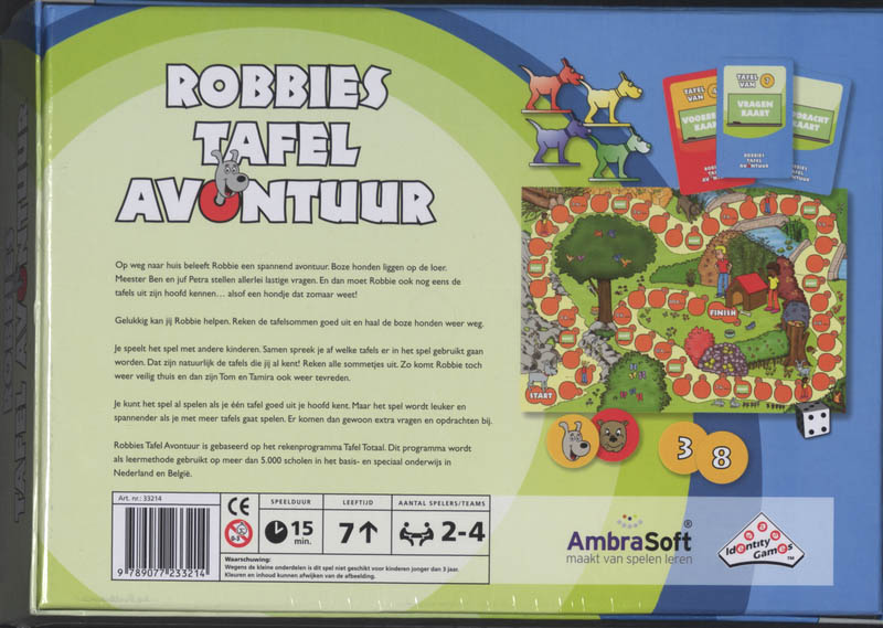 Achterkant van AmbraSoft Robbies Tafelavontuur