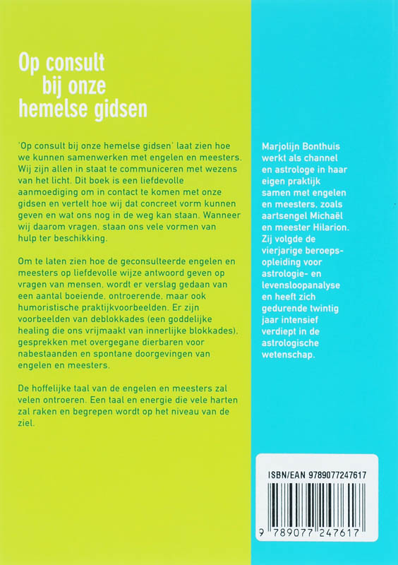 Achterkant van Op consult bij onze hemelse gidsen