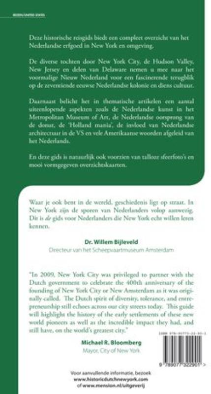 Achterkant van Nederlands New York: een reisgids naar het erfgoed van Nieuw Nederland