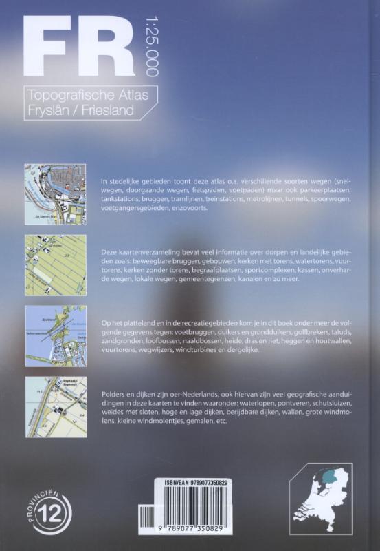 Achterkant van Topografische atlas Fryslan/ Friesland