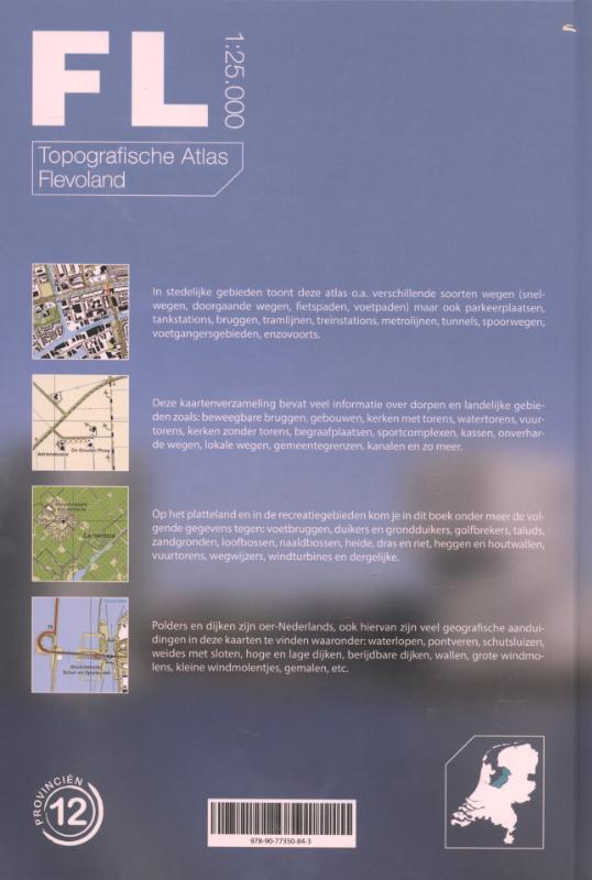 Achterkant van Topografische atlas van Flevoland