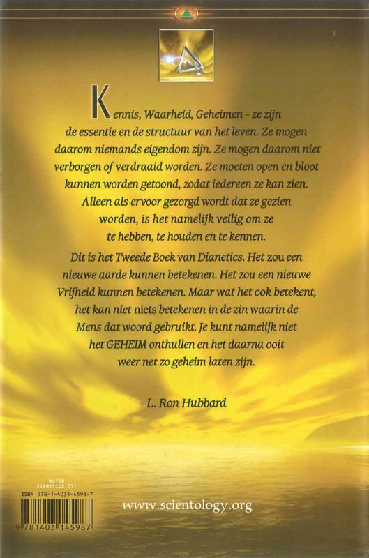 Achterkant van Dianetics 55!