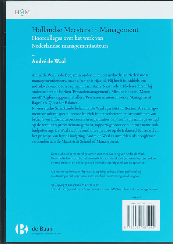 Achterkant van Andre de Waal