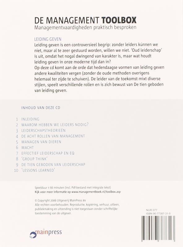 Achterkant van Leidinggeven