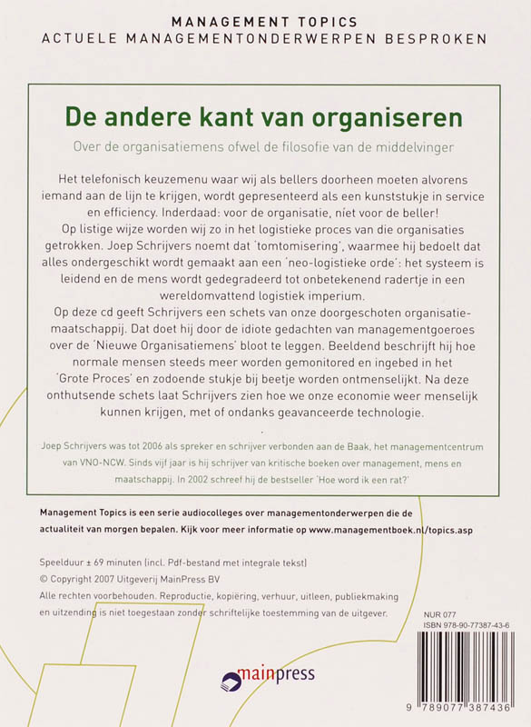 Achterkant van De andere kant van organiseren