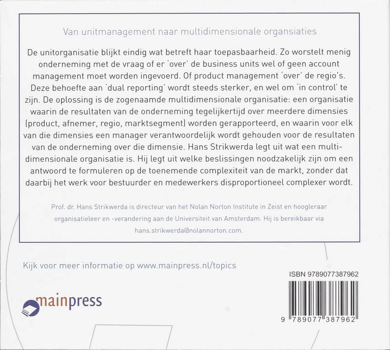 Achterkant van Van unitmanagement naar multidimensionale organisaties