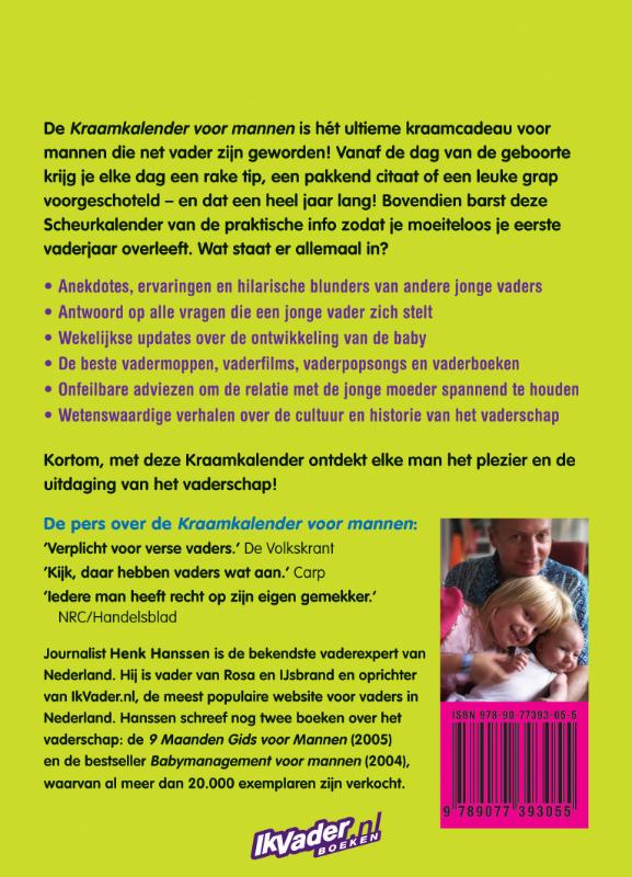 Achterkant van Kraamkalender voor mannen