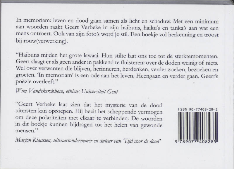 Achterkant van In memoriam