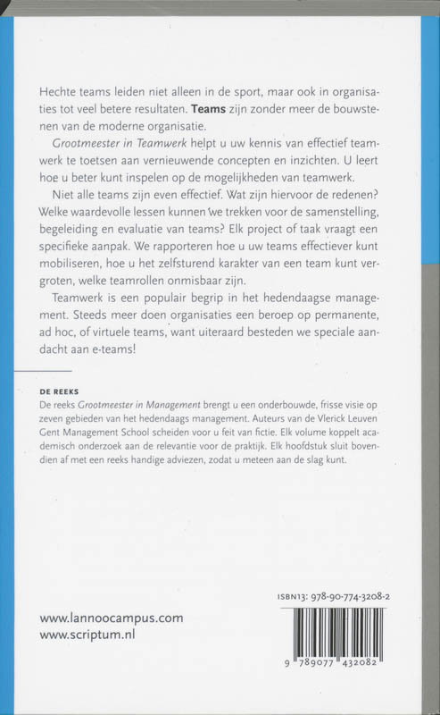 Achterkant van Grootmeester in teamwerk