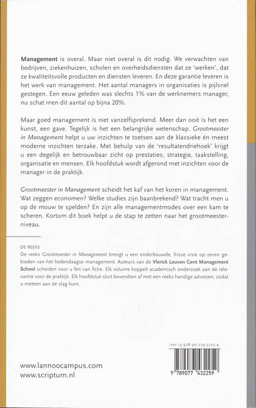 Achterkant van Grootmeester in management