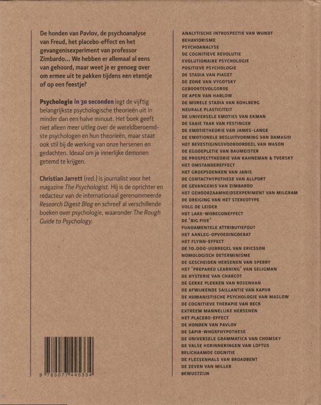 Achterkant van Psychologie in 30 seconden
