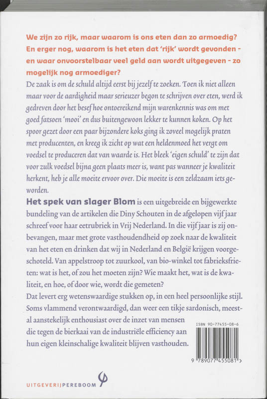 Achterkant van Het spek van slager Blom