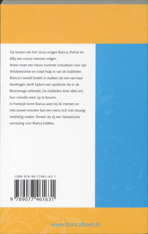 Achterkant van Bianca op mencursus
