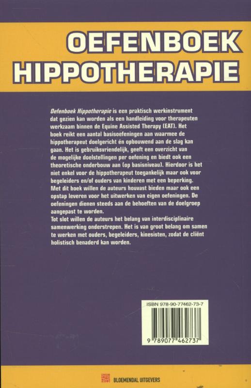 Achterkant van Oefenboek hippotherapie