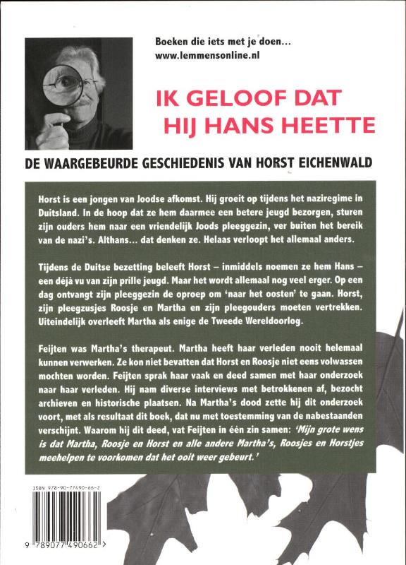 Achterkant van Ik geloof dat hij Hans heette