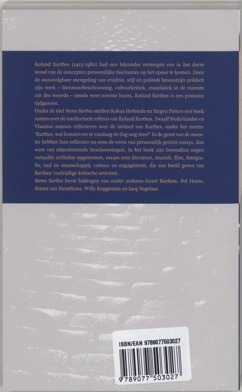 Achterkant van Memo Barthes