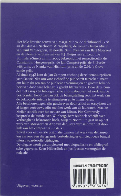 Achterkant van Jan Campert-prijzen 2005