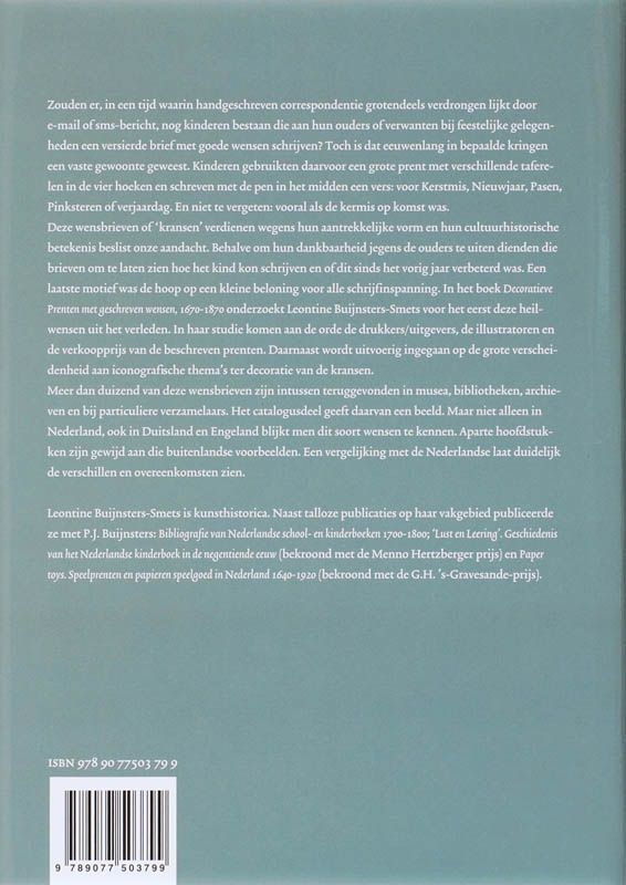 Achterkant van Decoratieve prenten met geschreven wensen 1670-1870