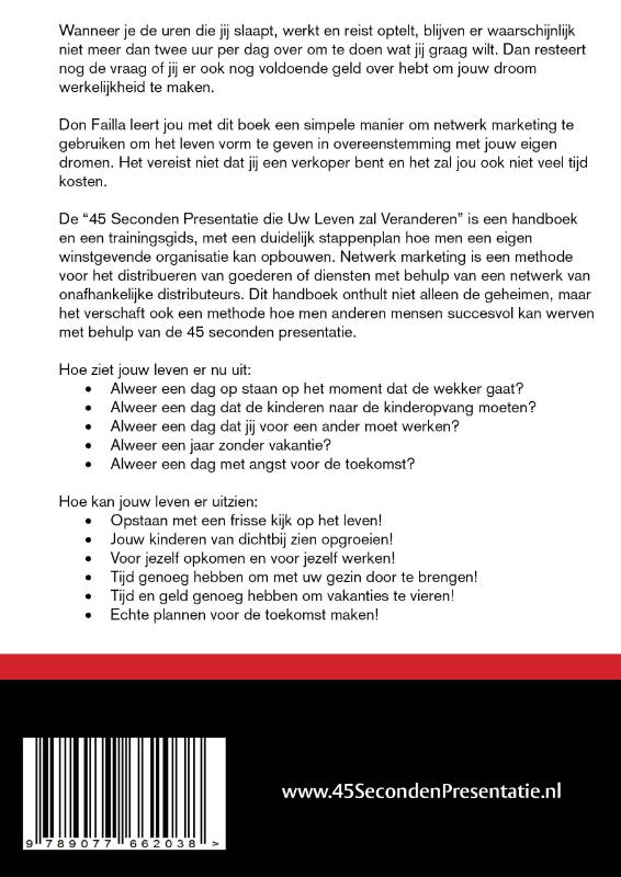 Achterkant van De 45 seconden presentatie die uw leven zal veranderen
