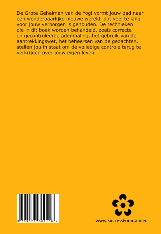 Achterkant van De grote geheimen van de yogi