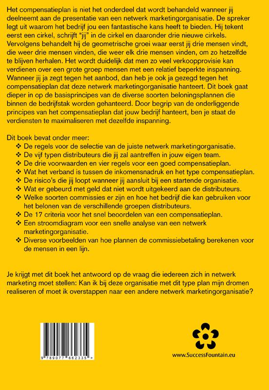 Achterkant van Compensatieplannen in netwerk marketing
