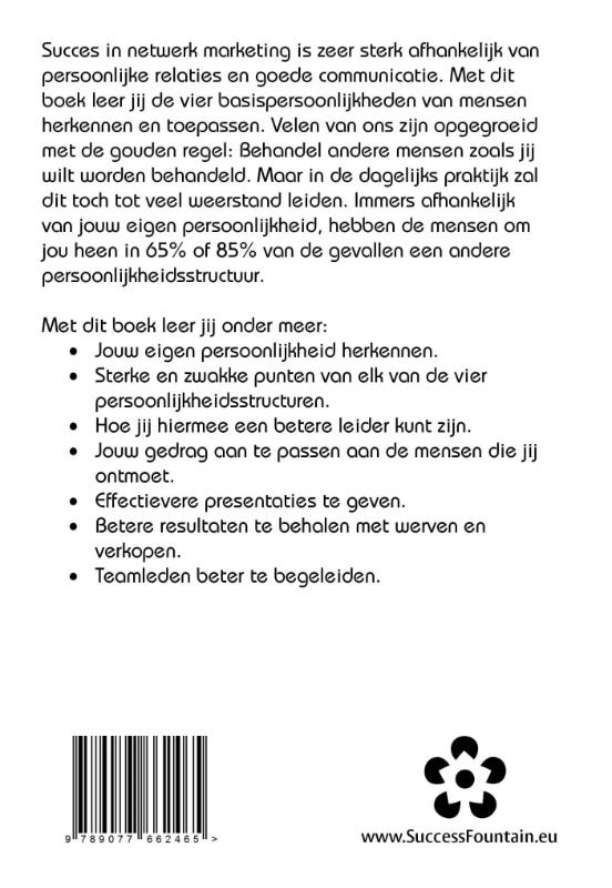 Achterkant van Succesvol communiceren in netwerk marketing