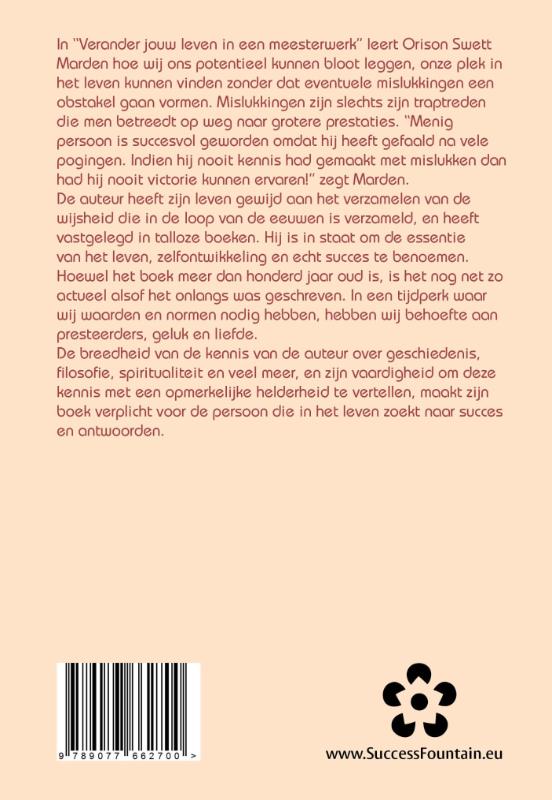 Achterkant van Verander jouw leven in een meesterwerk