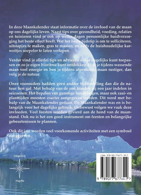 Achterkant van Maankalender 2012