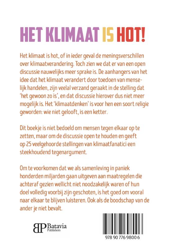 Achterkant van Het klimaat is hot!