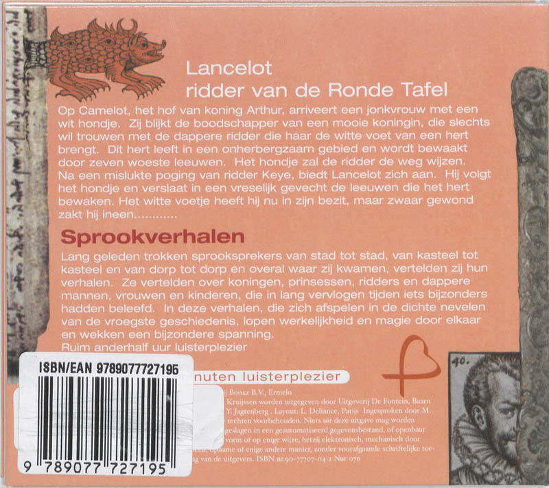 Achterkant van Lancelot ridder van de Ronde Tafel