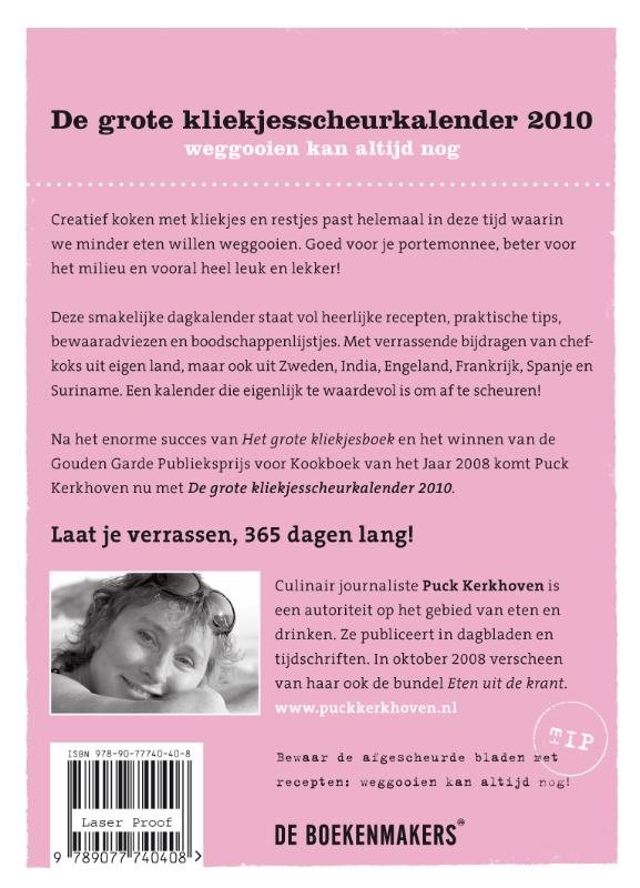 Achterkant van De grote kliekjesscheurkalender