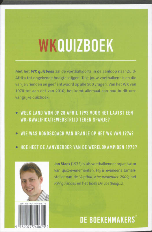 Achterkant van WK Quizboek