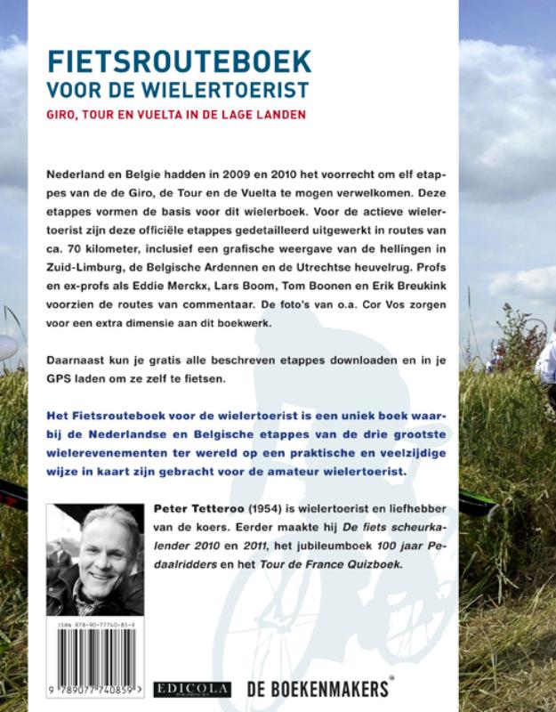 Achterkant van Fietsrouteboek voor de wielertoerist
