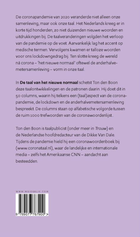 Achterkant van De taal van het nieuwe normaal