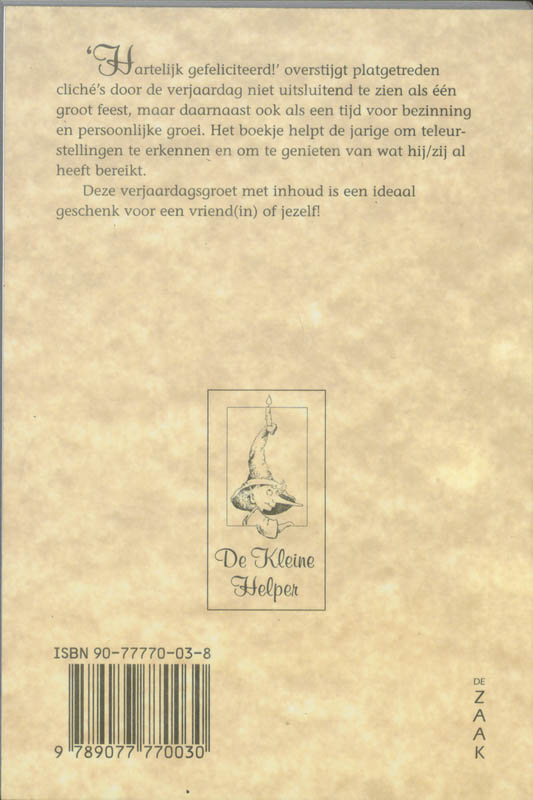Achterkant van Hartelijk gefeliciteerd!