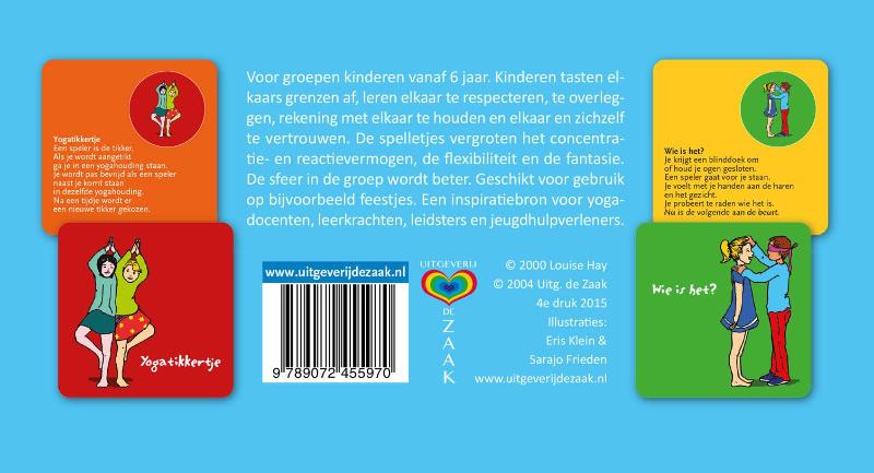 Achterkant van Kinderyoga groepsspelletjes