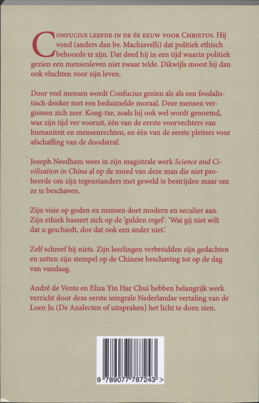 Achterkant van De Analecten van Confucius