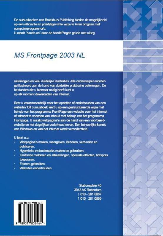 Achterkant van MS Frontpage 2003 NL