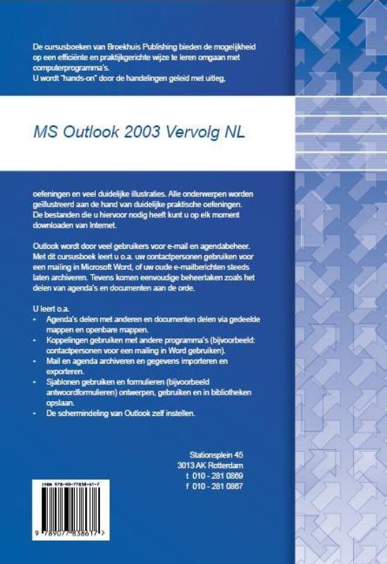 Achterkant van MS Outlook 2003 Vervolg NL