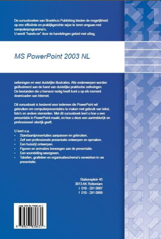 Achterkant van MS Powerpoint 2003 NL