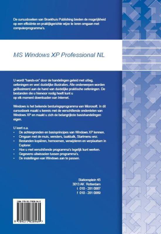 Achterkant van MS Windows XP Professional NL