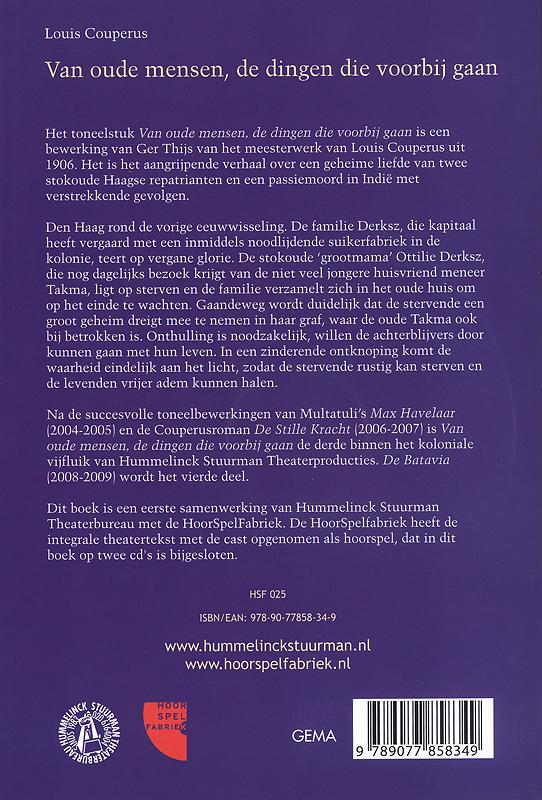 Achterkant van Van oude mensen, de dingen die voorbijgaan