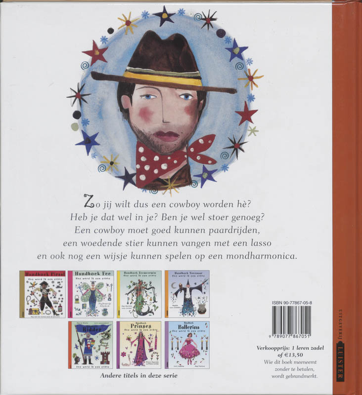 Achterkant van handboek cowboy hoe word ik een echte